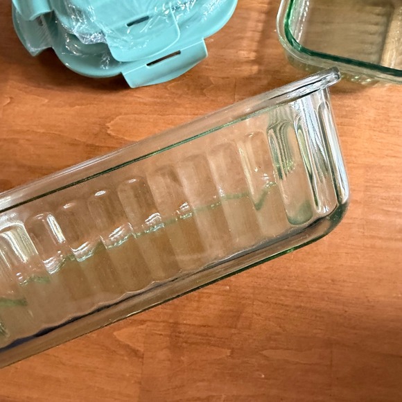 Gourmet Kitchen 10 Piece Fluted Green Glass Container Set w/ Locking Lids NEW - Picture 15 of 15